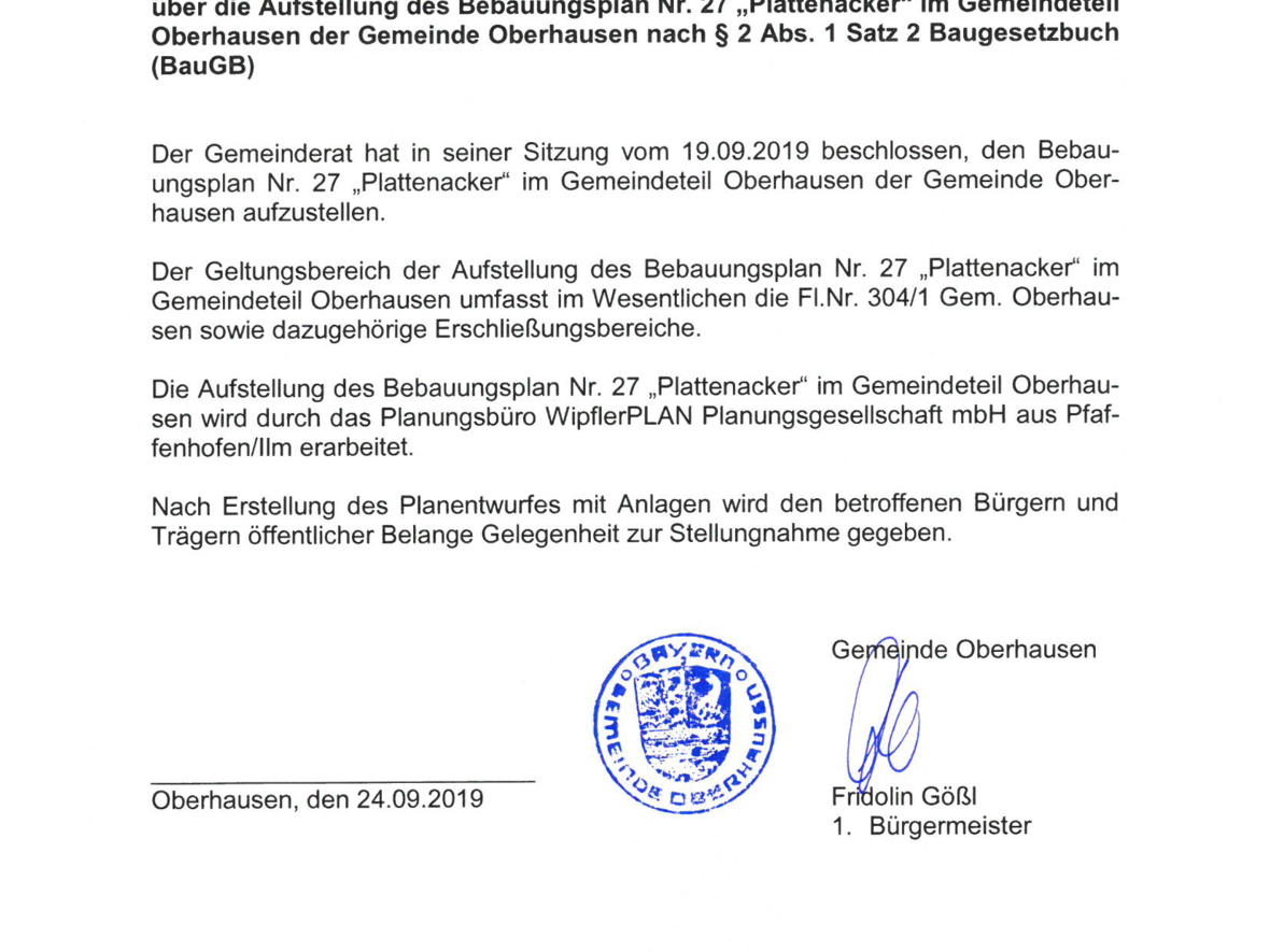bebauungsplan-nr-27-plattenacker-im-gemeindeteil-oberhausen-aufstellungsbekanntmachung-nach-2-abs-1-satz-2-baugb