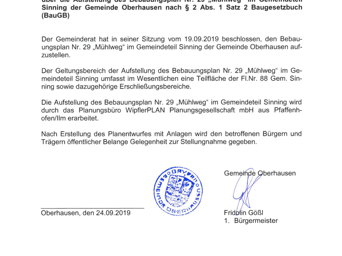 bebauungsplan-nr-29-muehlweg-im-gemeindeteil-sinning-aufstellungsbekanntmachung-nach-2-abs-1-satz-2-baugb